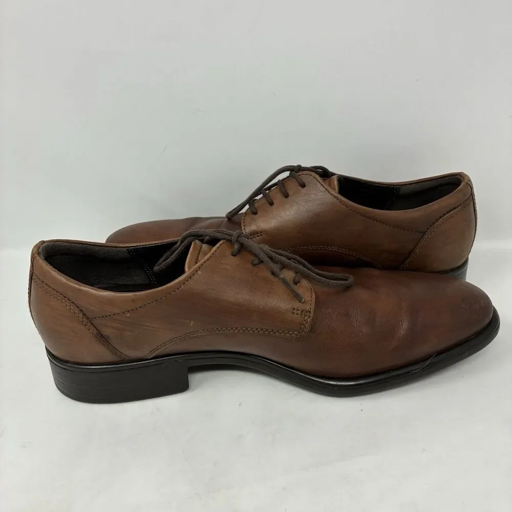 ECCO Mens Tray Tech Oxford Dress Shoes EU 42 Chestnut US 8.5M Lace Up Clean